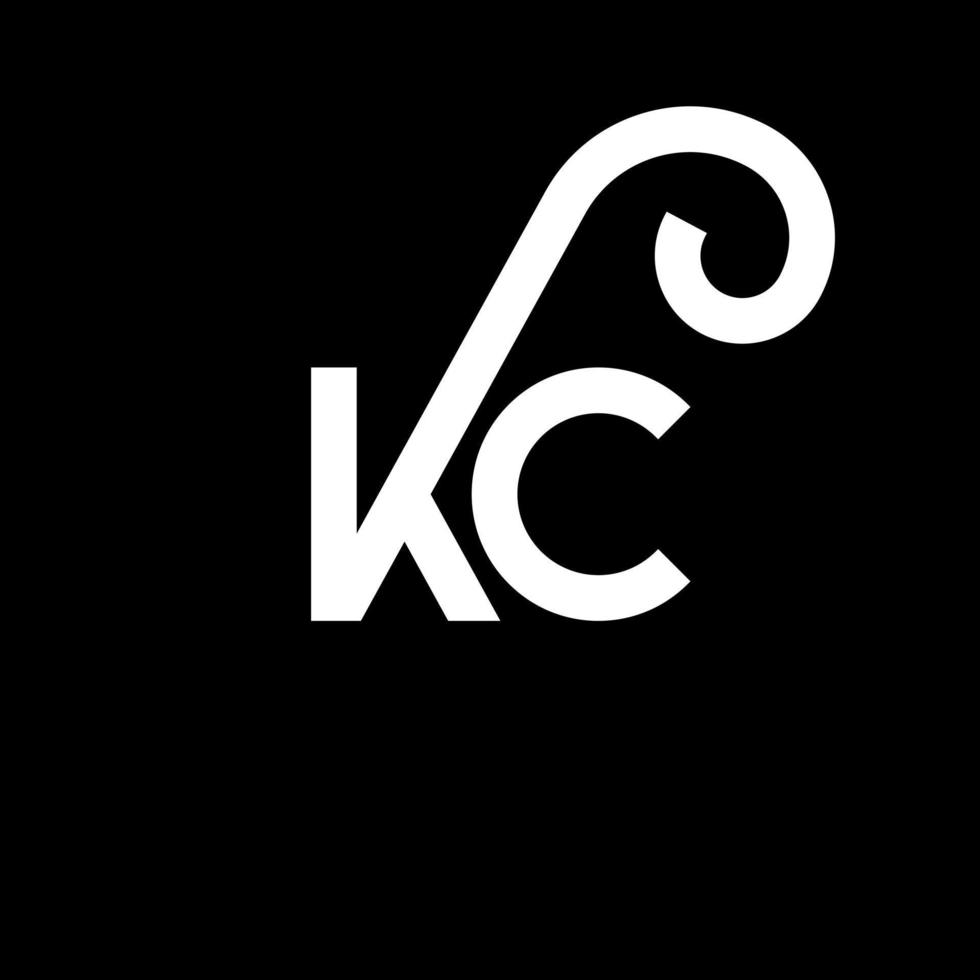 diseño de logotipo de letra kc sobre fondo negro. concepto de logotipo de letra de iniciales creativas kc. diseño de letras kc. kc diseño de letras blancas sobre fondo negro. kc, logotipo de kc vector