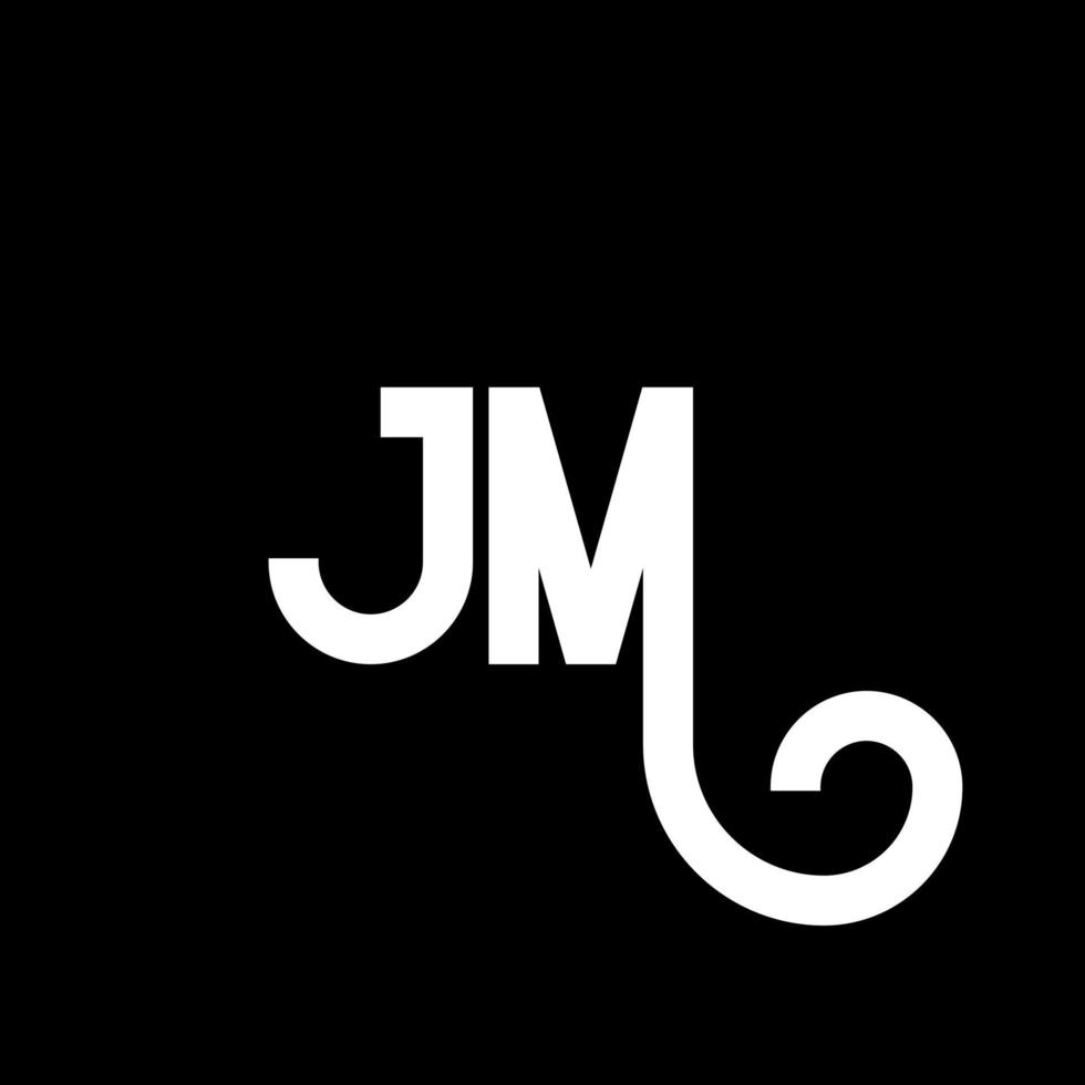 diseño del logotipo de la letra jm sobre fondo negro. concepto de logotipo de letra de iniciales creativas jm. diseño de letra jm. jm diseño de letras blancas sobre fondo negro. jm, logotipo de jm vector