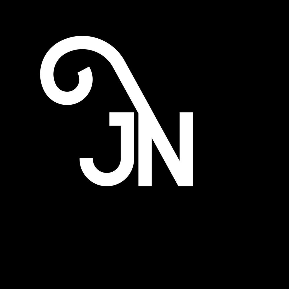 diseño del logotipo de la letra jn sobre fondo negro. concepto de logotipo de letra de iniciales creativas jn. diseño de letra jn. jn diseño de letras blancas sobre fondo negro. jn, logotipo de jn vector