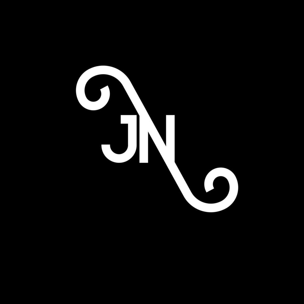 diseño del logotipo de la letra jn sobre fondo negro. concepto de logotipo de letra de iniciales creativas jn. diseño de letra jn. jn diseño de letras blancas sobre fondo negro. jn, logotipo de jn vector