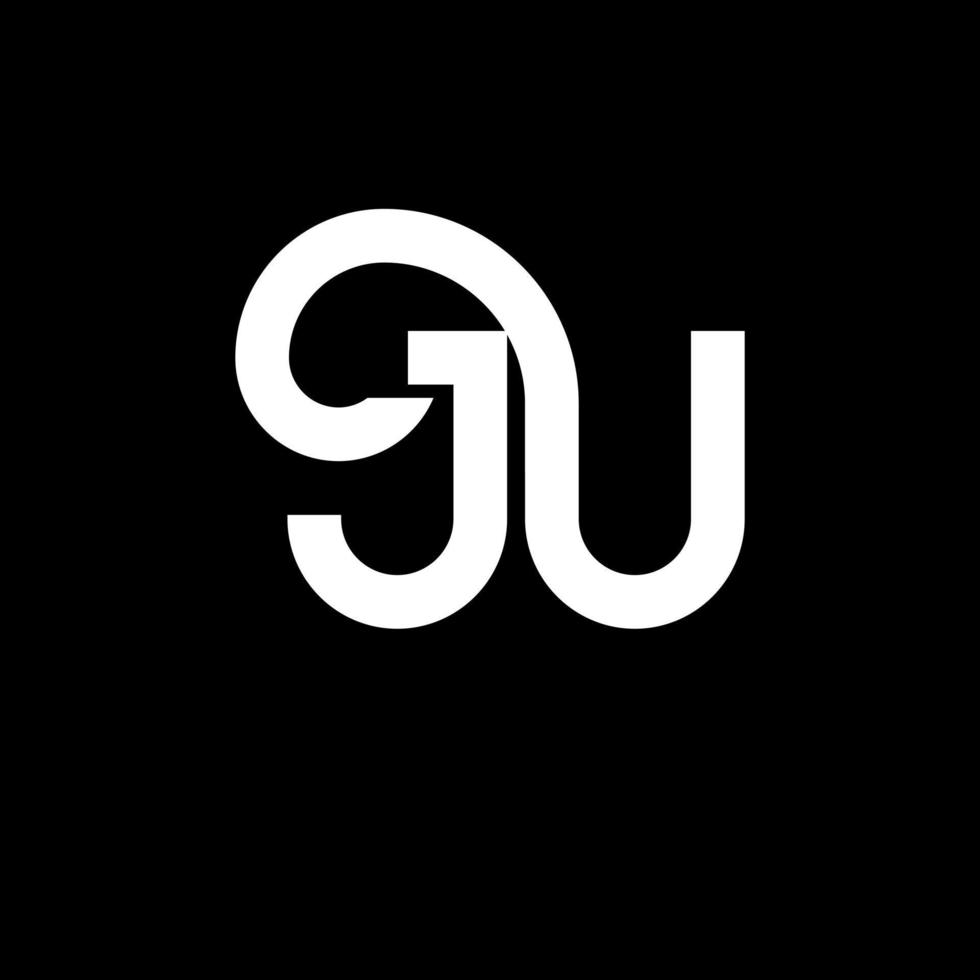 JU letter logo design on black background. JU creative initials letter logo concept. ju letter design. JU white letter design on black background. J U, j u logo vector