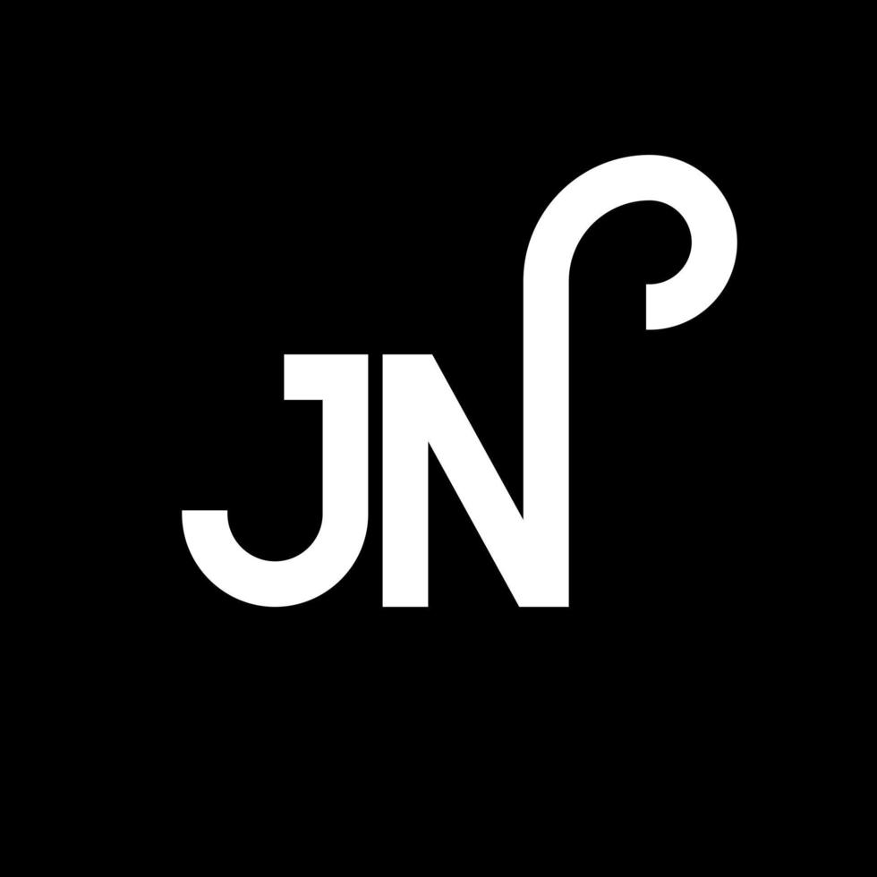 diseño del logotipo de la letra jn sobre fondo negro. concepto de logotipo de letra de iniciales creativas jn. diseño de letra jn. jn diseño de letras blancas sobre fondo negro. jn, logotipo de jn vector