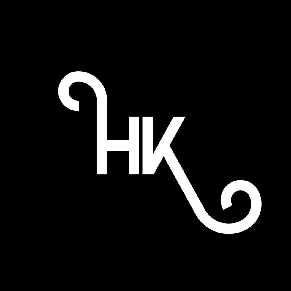 diseño de logotipo de letra hk sobre fondo negro. concepto de logotipo de letra de iniciales creativas hk. diseño de letra hh. hk diseño de letras blancas sobre fondo negro. logotipo de hk, hk vector