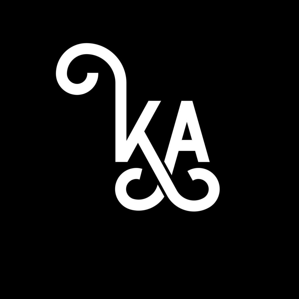 KA letter logo design on black background. KA creative initials letter logo concept. ka letter design. KA white letter design on black background. K A, k a logo vector