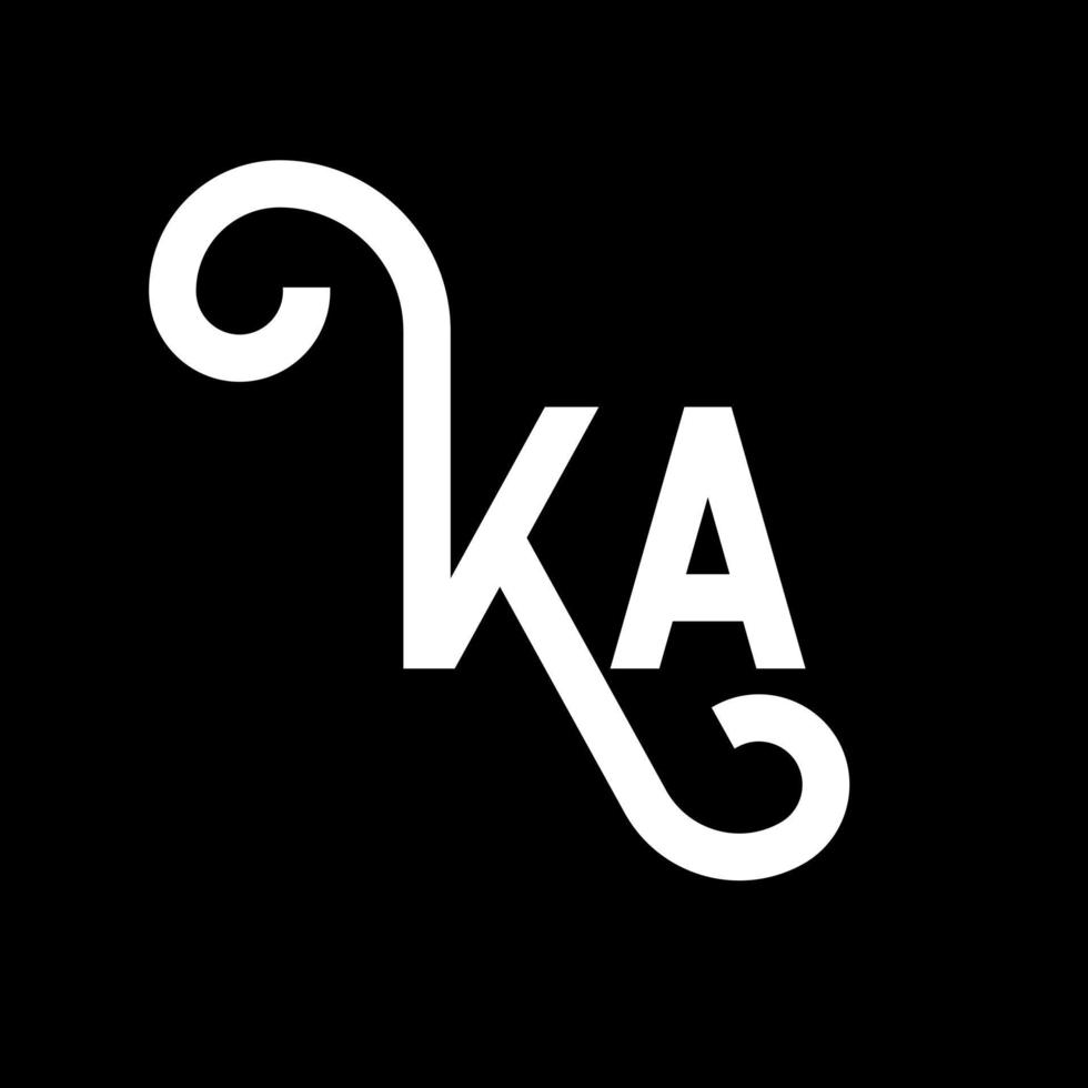 KA letter logo design on black background. KA creative initials letter logo concept. ka letter design. KA white letter design on black background. K A, k a logo vector