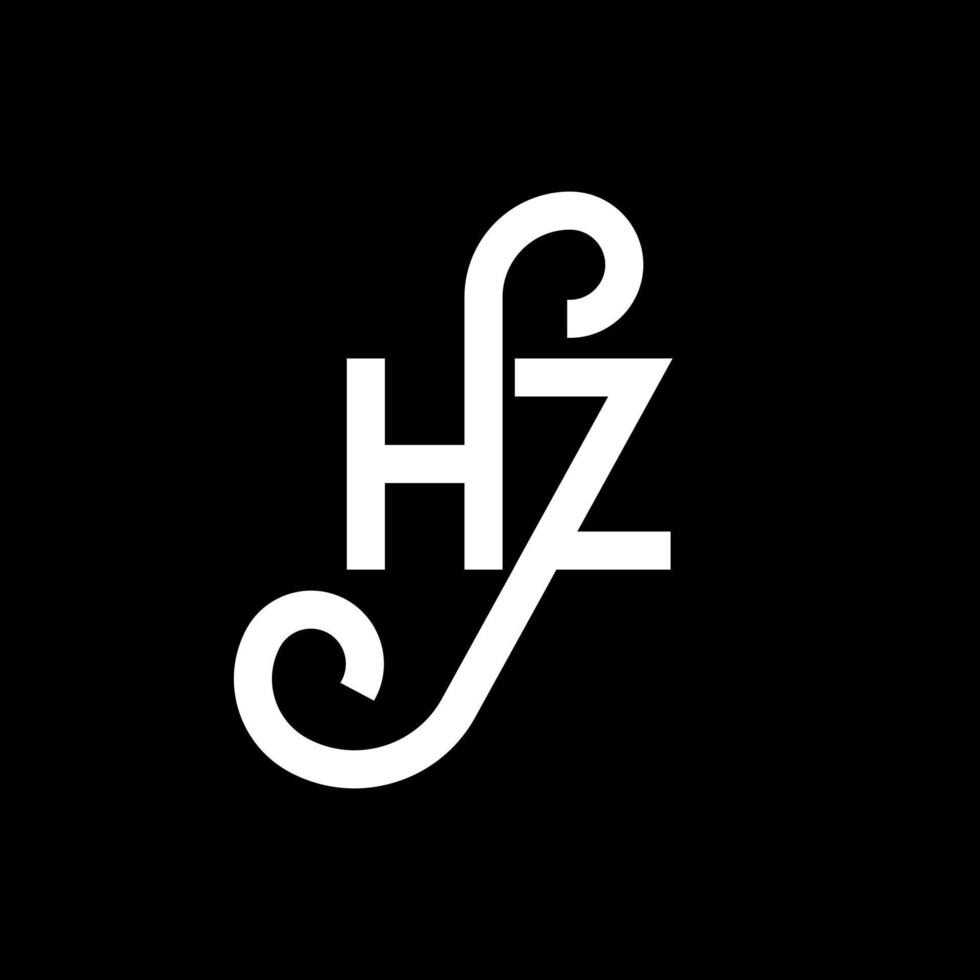 HZ letter logo design on black background. HZ creative initials letter logo concept. HZ letter design. HZ white letter design on black background. H Z, h z logo vector