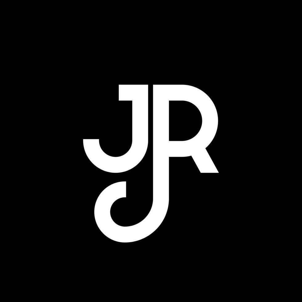 diseño de logotipo de letra jr sobre fondo negro. concepto de logotipo de letra de iniciales creativas jr. diseño de letra jr. jr diseño de letras blancas sobre fondo negro. logotipo de jr, jr vector