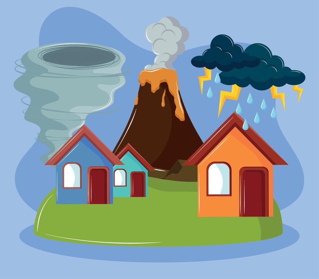 different natural disasters vector