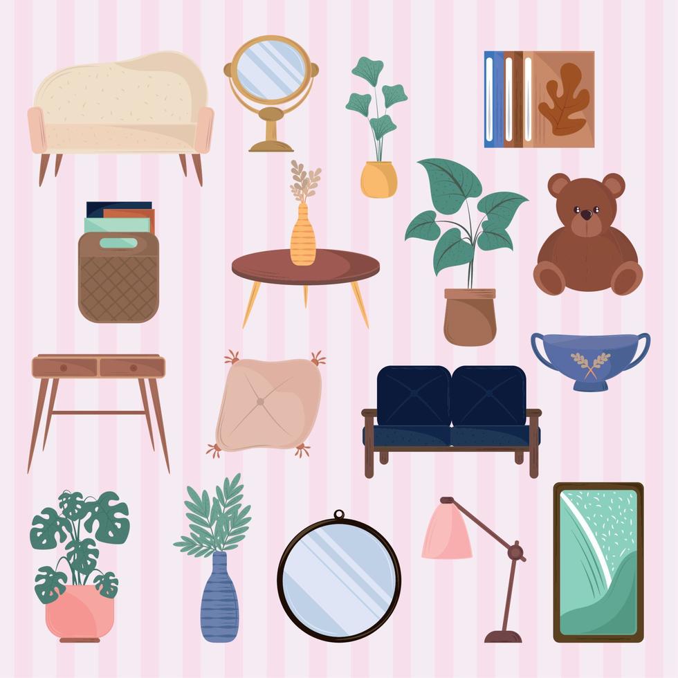 house stuff icons vector