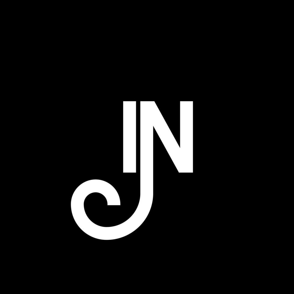 IN letter logo design on black background. IN creative initials letter logo concept. in letter design. IN white letter design on black background. I N, i n logo vector