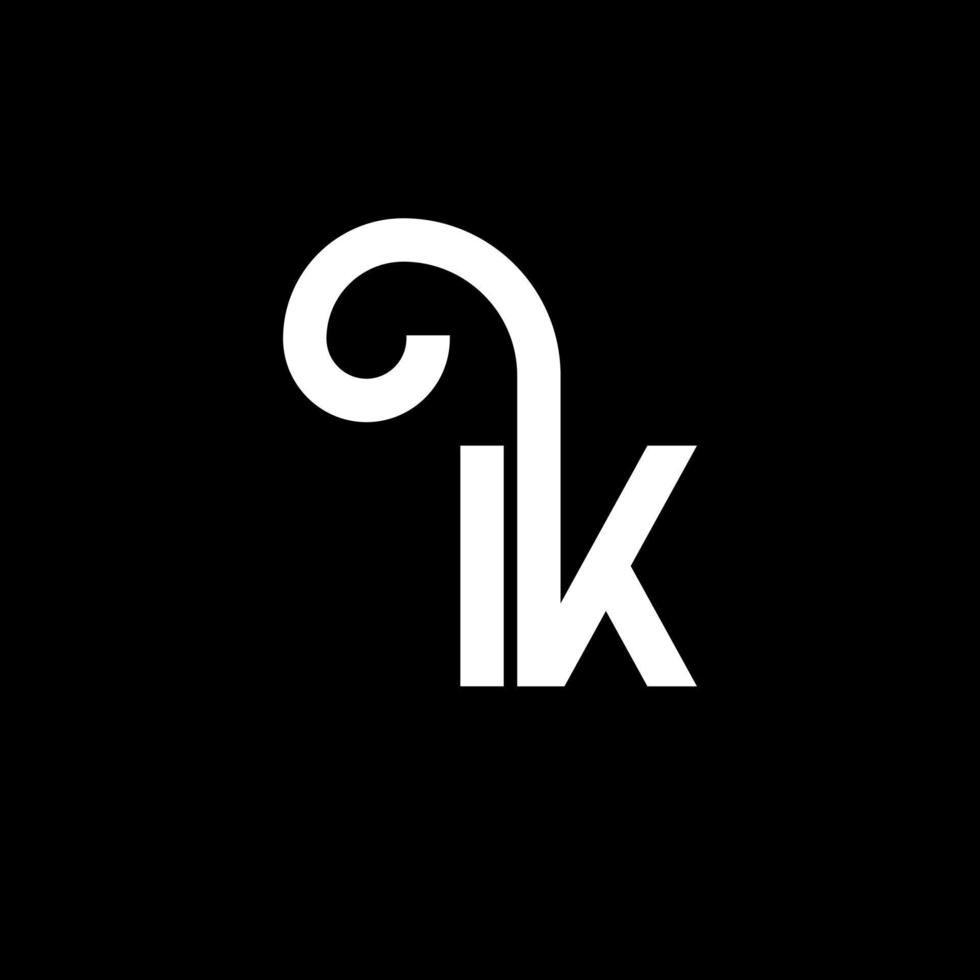 diseño del logotipo de la letra ik sobre fondo negro. concepto de logotipo de letra de iniciales creativas ik. diseño de letras ik. ik diseño de letras blancas sobre fondo negro. ik, logotipo de ik vector