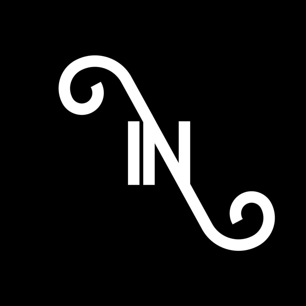 IN letter logo design on black background. IN creative initials letter logo concept. in letter design. IN white letter design on black background. I N, i n logo vector