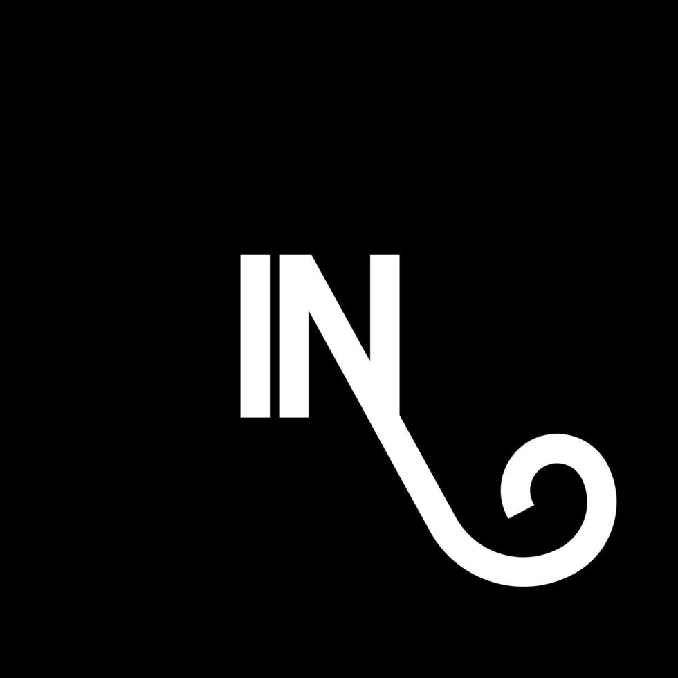 IN letter logo design on black background. IN creative initials letter logo concept. in letter design. IN white letter design on black background. I N, i n logo vector