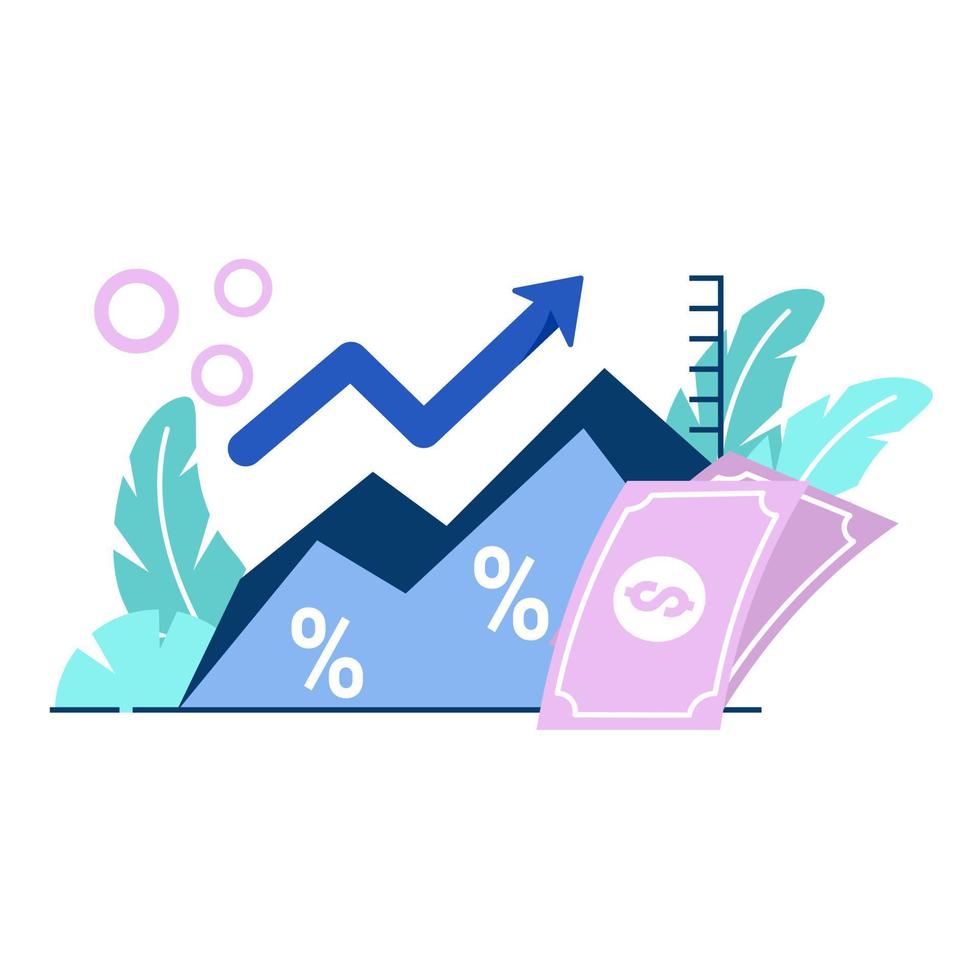 inflation curve icon flat Illustration for business finance chart percent coin dollar bill perfect for ui ux design, web app, branding projects, advertisement, social media post vector