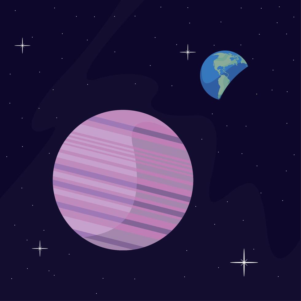 planetas júpiter y tierra vector