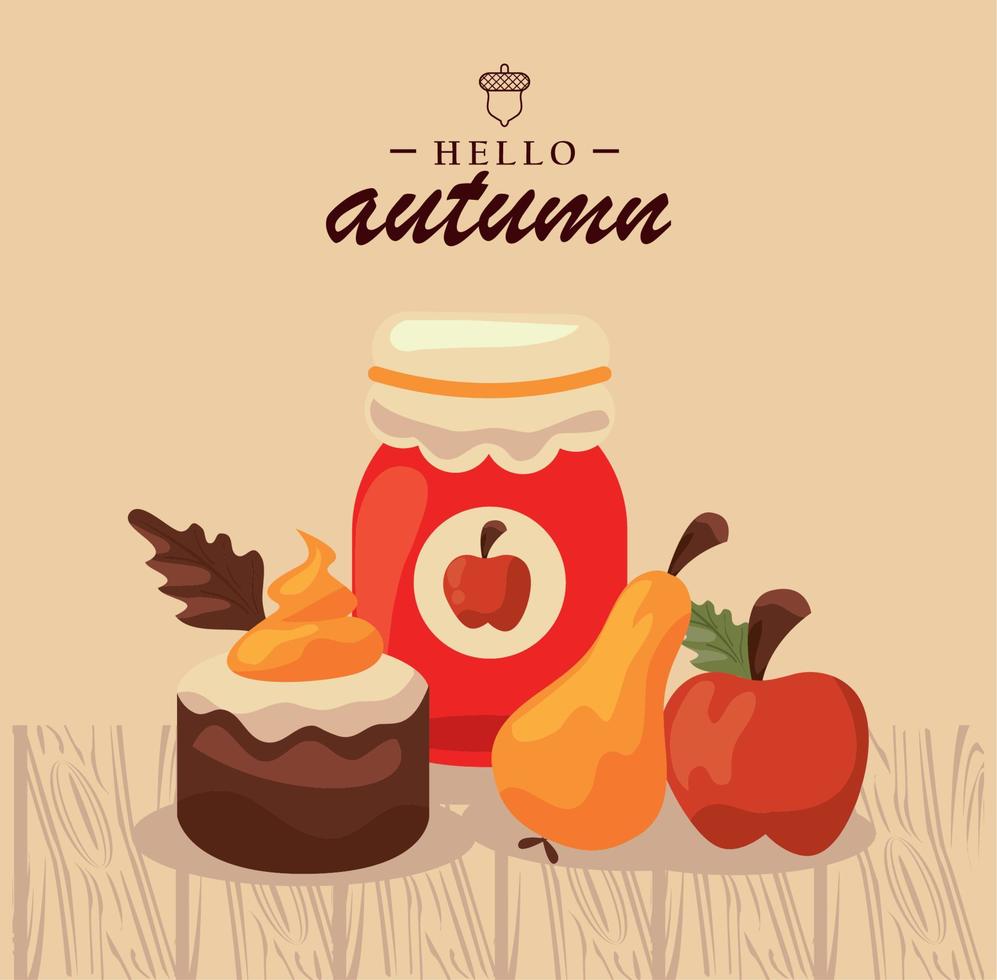 hello autumn lettering vector