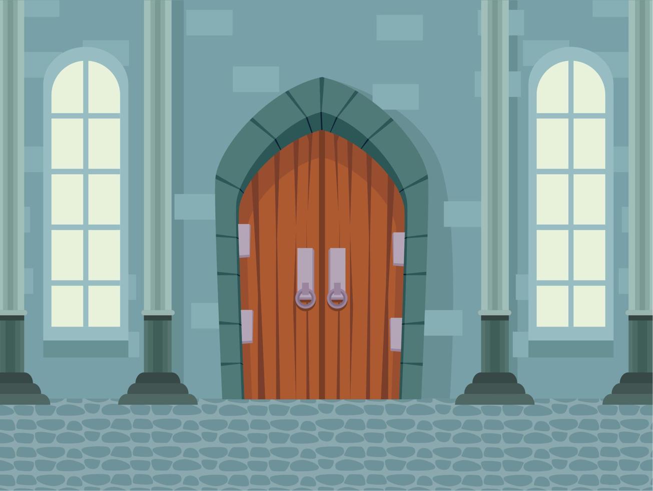 castle door and columns vector