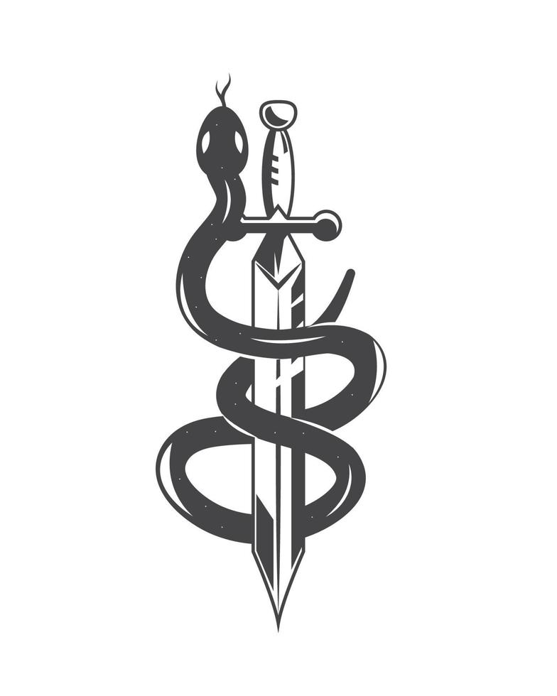 tattoo snake and dagger vector