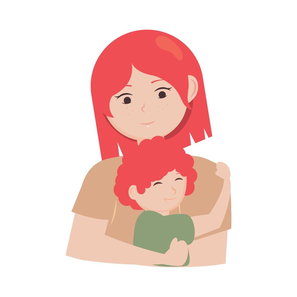 cute mother and son vector