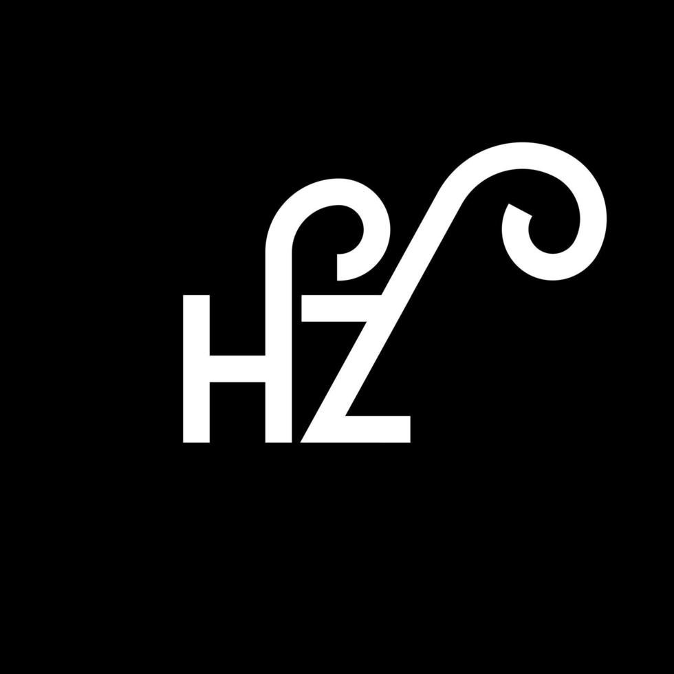 diseño de logotipo de letra hz sobre fondo negro. concepto de logotipo de letra de iniciales creativas hz. diseño de letras hz. hz diseño de letras blancas sobre fondo negro. hz, logotipo de hz vector