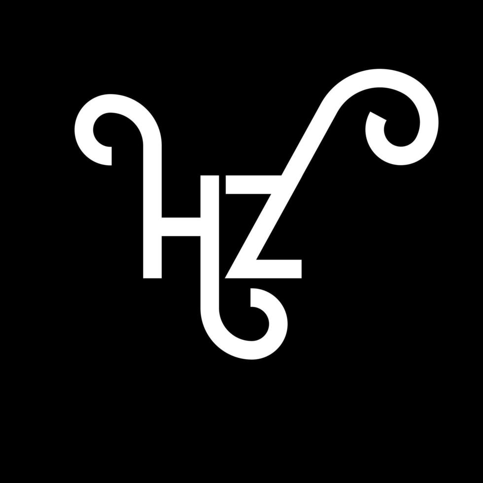 HZ letter logo design on black background. HZ creative initials letter logo concept. HZ letter design. HZ white letter design on black background. H Z, h z logo vector