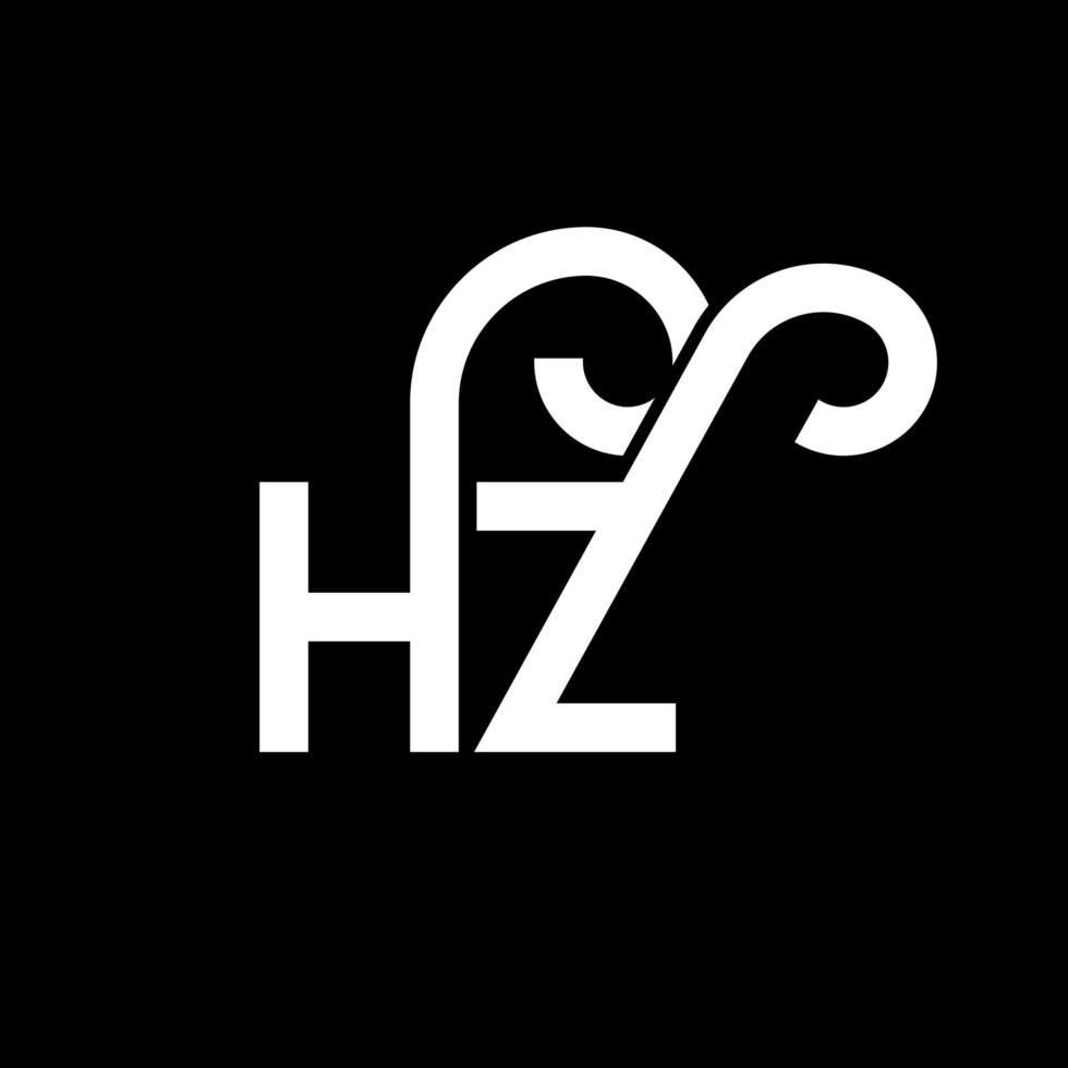 diseño de logotipo de letra hz sobre fondo negro. concepto de logotipo de letra de iniciales creativas hz. diseño de letras hz. hz diseño de letras blancas sobre fondo negro. hz, logotipo de hz vector