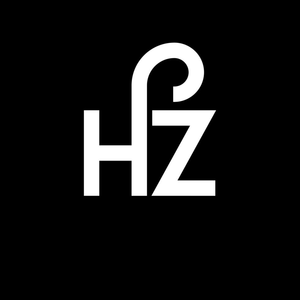 HZ letter logo design on black background. HZ creative initials letter logo concept. HZ letter design. HZ white letter design on black background. H Z, h z logo vector