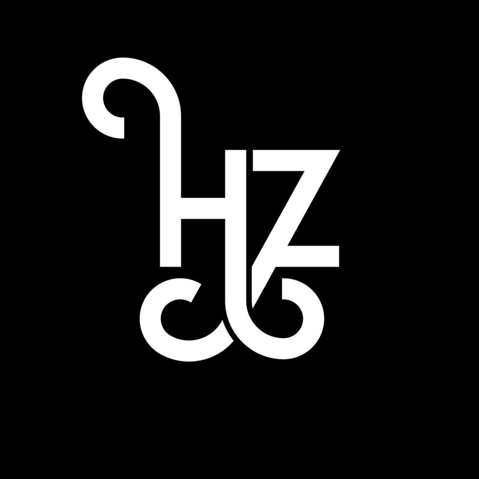 HZ letter logo design on black background. HZ creative initials letter logo concept. HZ letter design. HZ white letter design on black background. H Z, h z logo vector