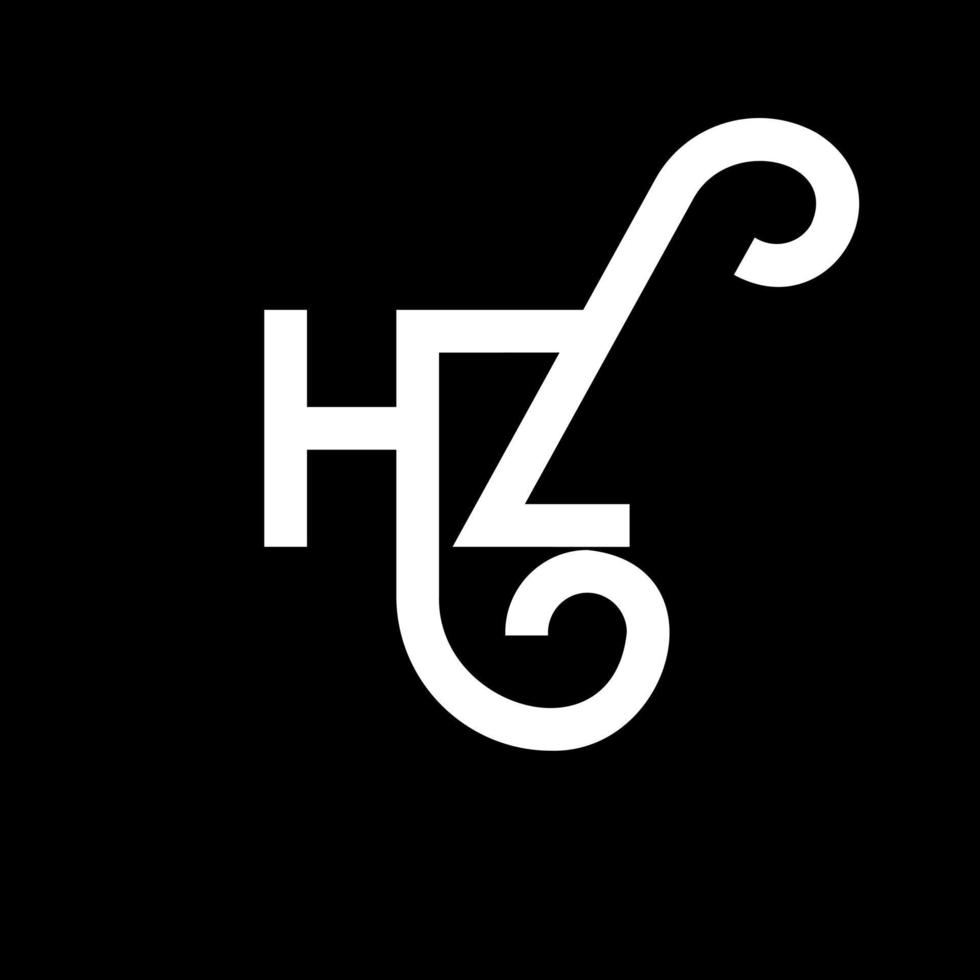 diseño de logotipo de letra hz sobre fondo negro. concepto de logotipo de letra de iniciales creativas hz. diseño de letras hz. hz diseño de letras blancas sobre fondo negro. hz, logotipo de hz vector