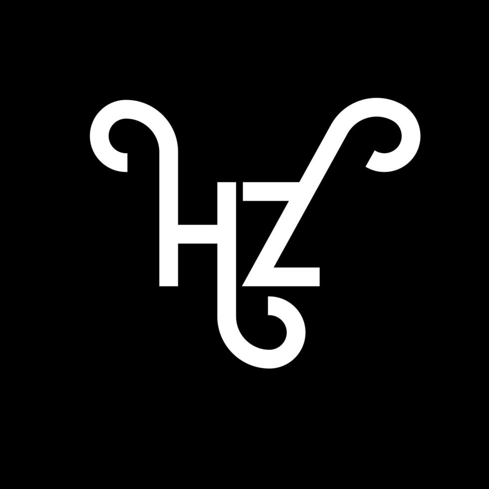 diseño de logotipo de letra hz sobre fondo negro. concepto de logotipo de letra de iniciales creativas hz. diseño de letras hz. hz diseño de letras blancas sobre fondo negro. hz, logotipo de hz vector