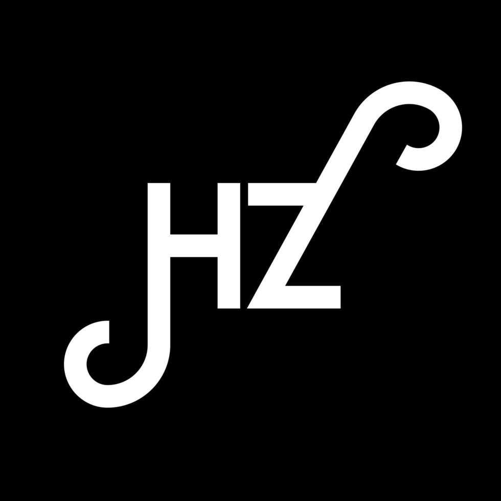 HZ letter logo design on black background. HZ creative initials letter logo concept. HZ letter design. HZ white letter design on black background. H Z, h z logo vector