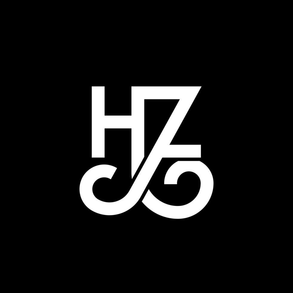 diseño de logotipo de letra hz sobre fondo negro. concepto de logotipo de letra de iniciales creativas hz. diseño de letras hz. hz diseño de letras blancas sobre fondo negro. hz, logotipo de hz vector