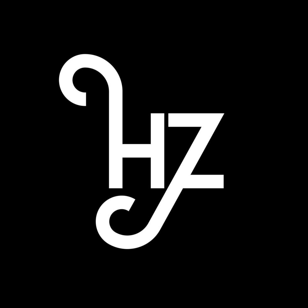 HZ letter logo design on black background. HZ creative initials letter logo concept. HZ letter design. HZ white letter design on black background. H Z, h z logo vector