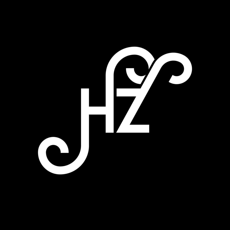 diseño de logotipo de letra hz sobre fondo negro. concepto de logotipo de letra de iniciales creativas hz. diseño de letras hz. hz diseño de letras blancas sobre fondo negro. hz, logotipo de hz vector