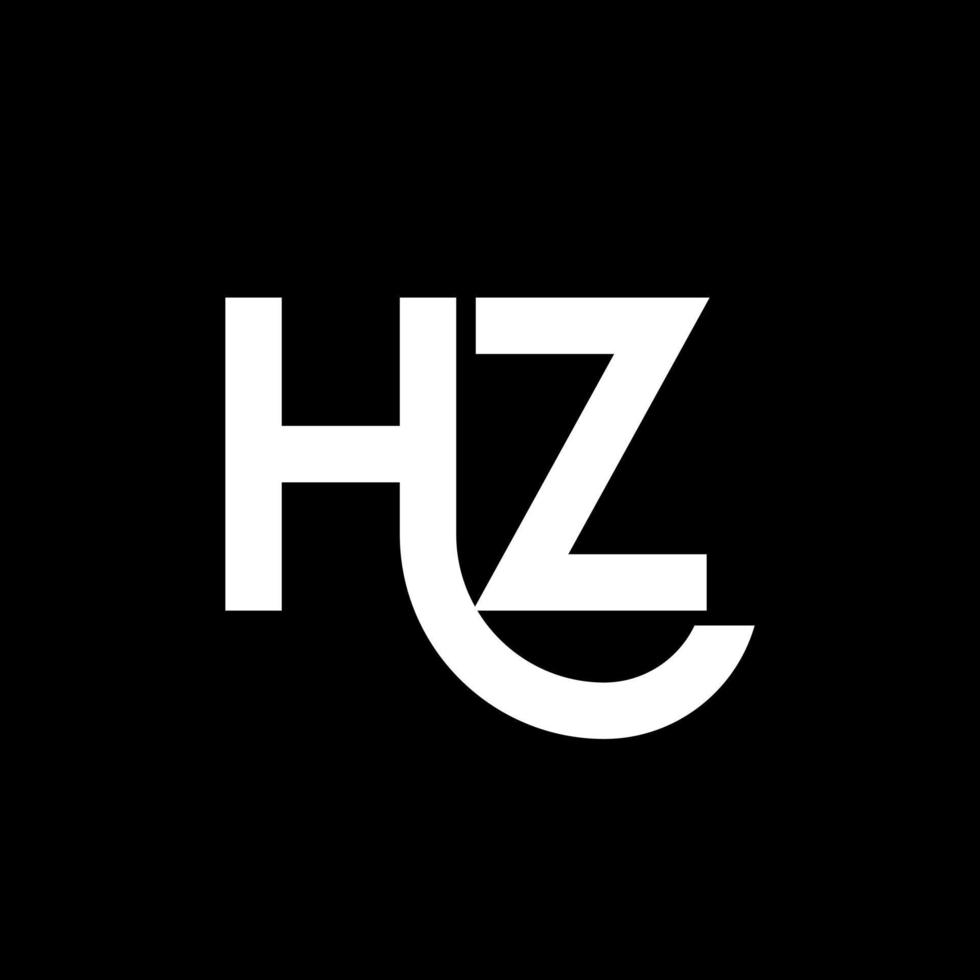 HZ letter logo design on black background. HZ creative initials letter logo concept. HZ letter design. HZ white letter design on black background. H Z, h z logo vector