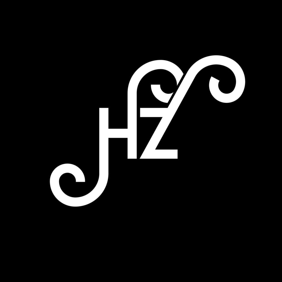 diseño de logotipo de letra hz sobre fondo negro. concepto de logotipo de letra de iniciales creativas hz. diseño de letras hz. hz diseño de letras blancas sobre fondo negro. hz, logotipo de hz vector