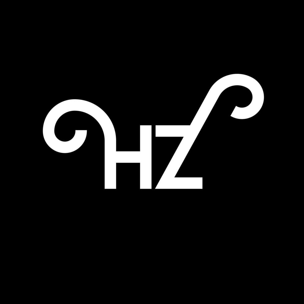 diseño de logotipo de letra hz sobre fondo negro. concepto de logotipo de letra de iniciales creativas hz. diseño de letras hz. hz diseño de letras blancas sobre fondo negro. hz, logotipo de hz vector