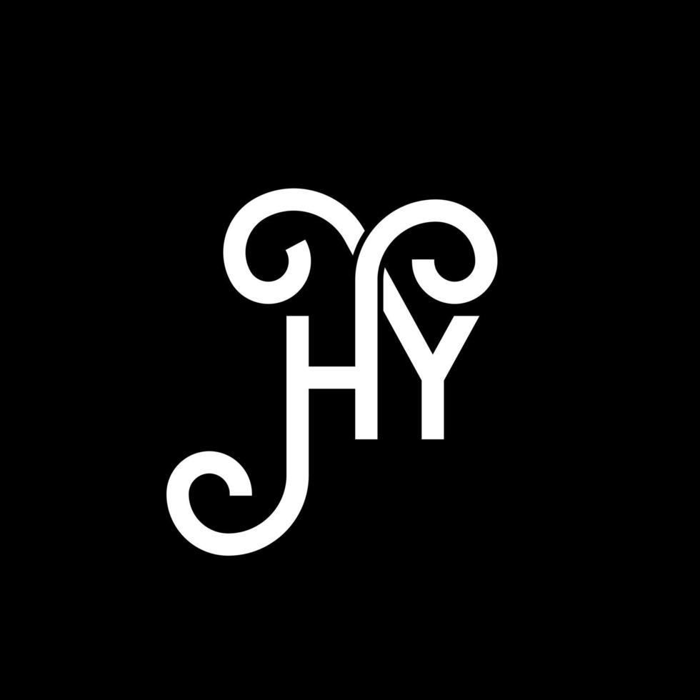 diseño de logotipo de letra hy sobre fondo negro. concepto creativo del logotipo de la letra de las iniciales. diseño de letras hy. hy diseño de letras blancas sobre fondo negro. hola, hola logo vector