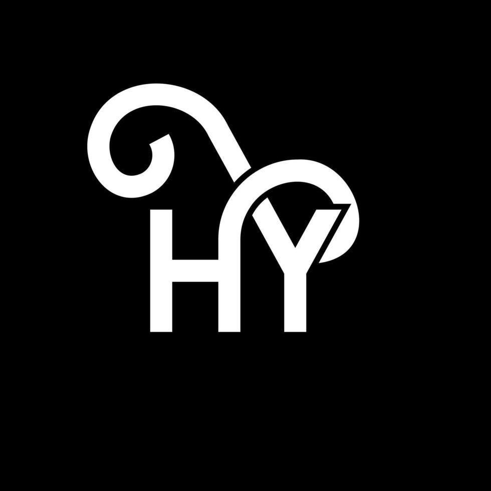 diseño de logotipo de letra hy sobre fondo negro. concepto creativo del logotipo de la letra de las iniciales. diseño de letras hy. hy diseño de letras blancas sobre fondo negro. hola, hola logo vector