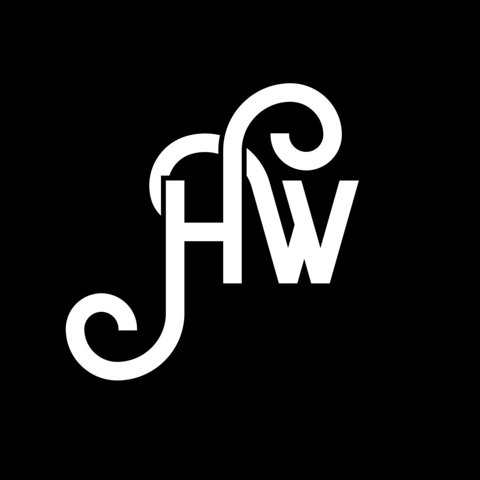 diseño de logotipo de letra hw sobre fondo negro. concepto de logotipo de letra de iniciales creativas hw. diseño de letra hw. hw diseño de letras blancas sobre fondo negro. logotipo de hw vector