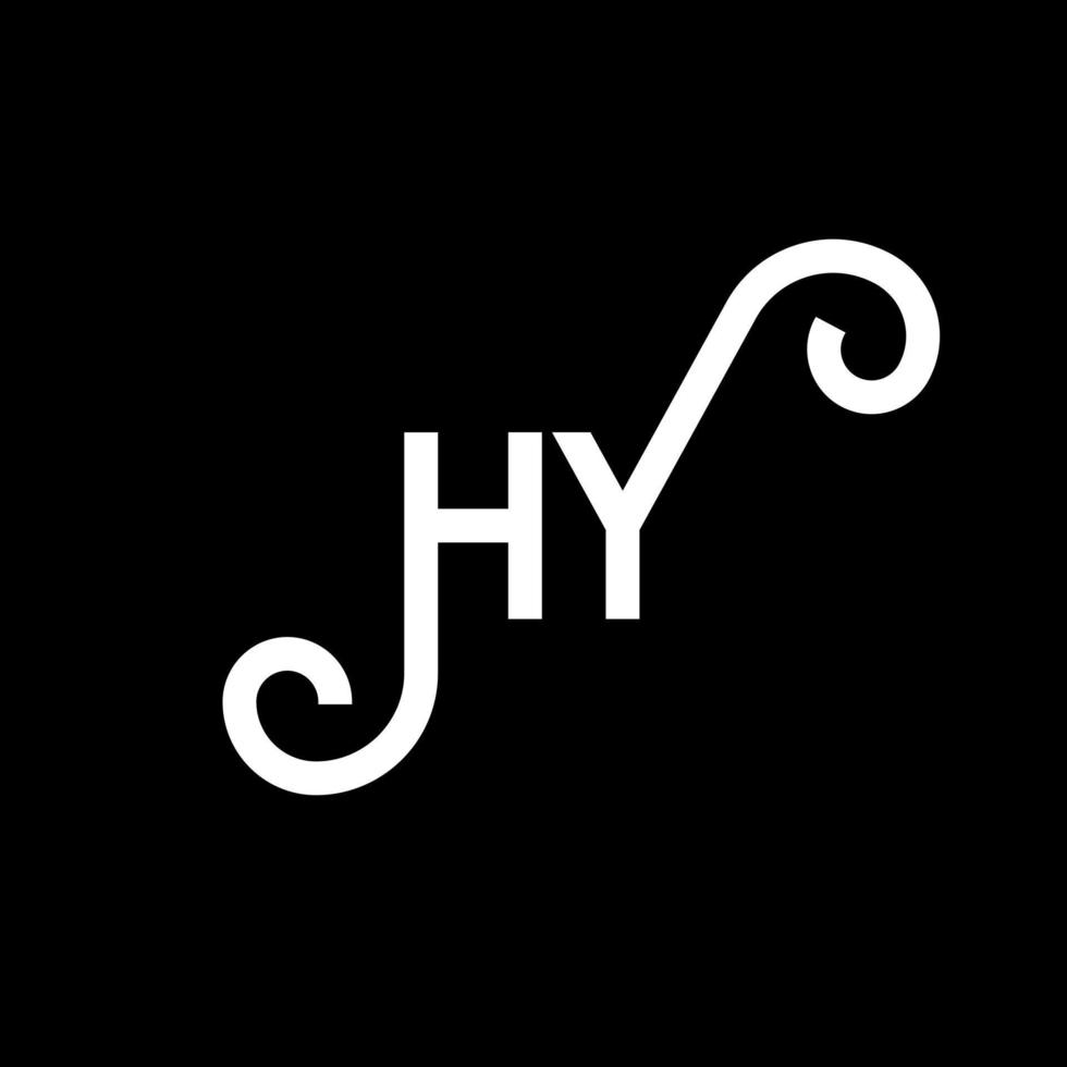 diseño de logotipo de letra hy sobre fondo negro. concepto creativo del logotipo de la letra de las iniciales. diseño de letras hy. hy diseño de letras blancas sobre fondo negro. hola, hola logo vector