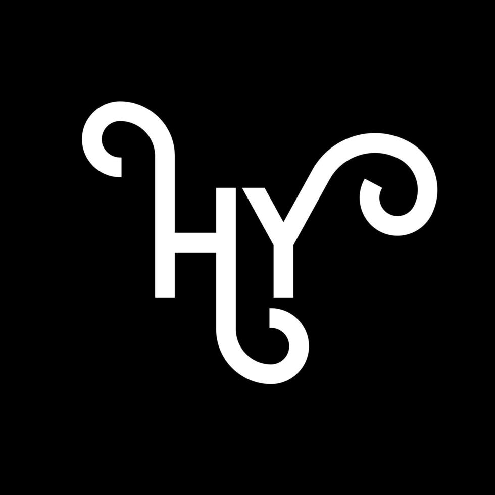 diseño de logotipo de letra hy sobre fondo negro. concepto creativo del logotipo de la letra de las iniciales. diseño de letras hy. hy diseño de letras blancas sobre fondo negro. hola, hola logo vector