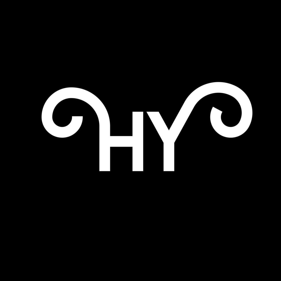 diseño de logotipo de letra hy sobre fondo negro. concepto creativo del logotipo de la letra de las iniciales. diseño de letras hy. hy diseño de letras blancas sobre fondo negro. hola, hola logo vector