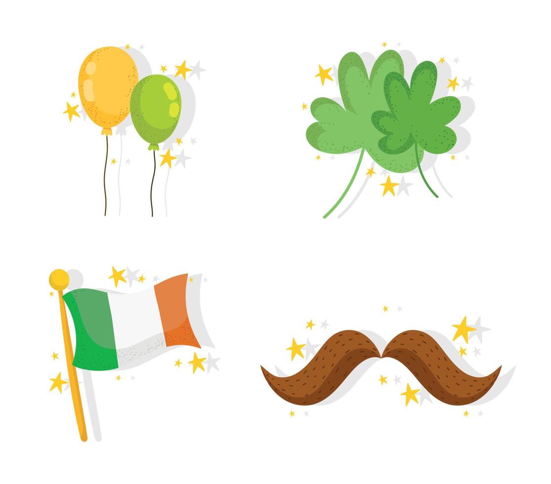 st patricks day flat icons vector