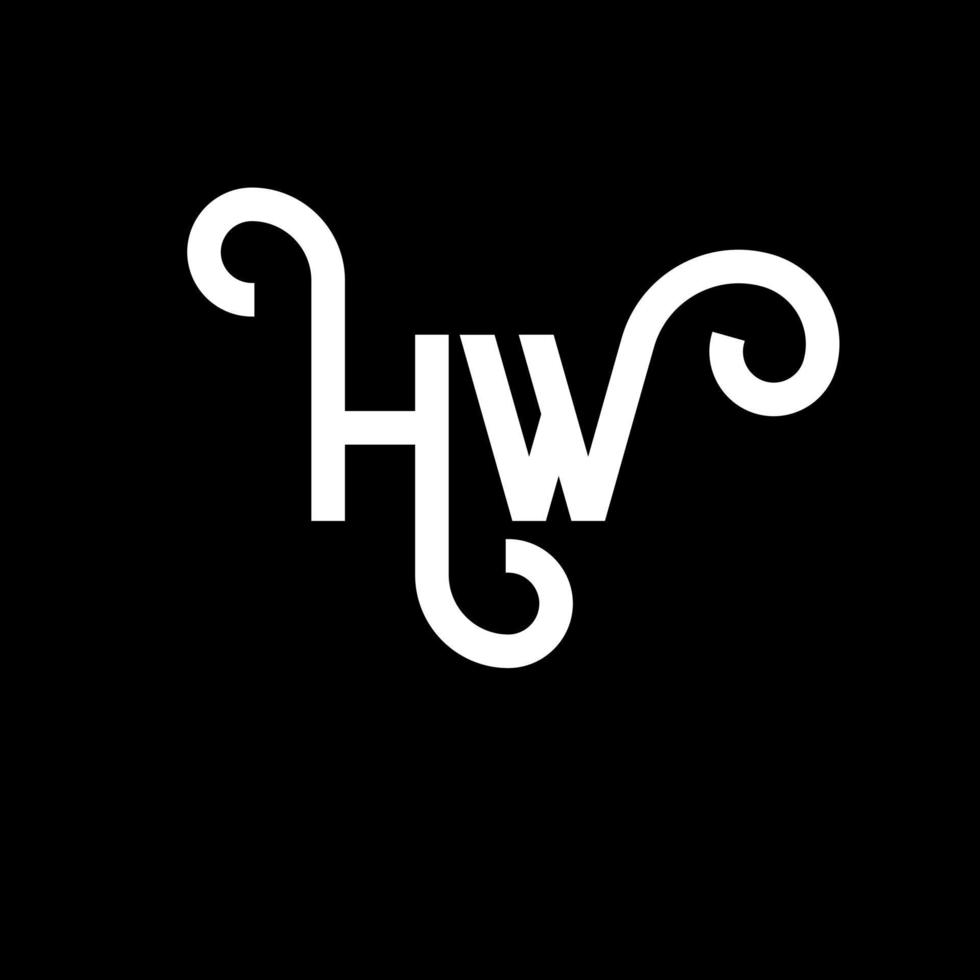 diseño de logotipo de letra hw sobre fondo negro. concepto de logotipo de letra de iniciales creativas hw. diseño de letra hw. hw diseño de letras blancas sobre fondo negro. logotipo de hw vector