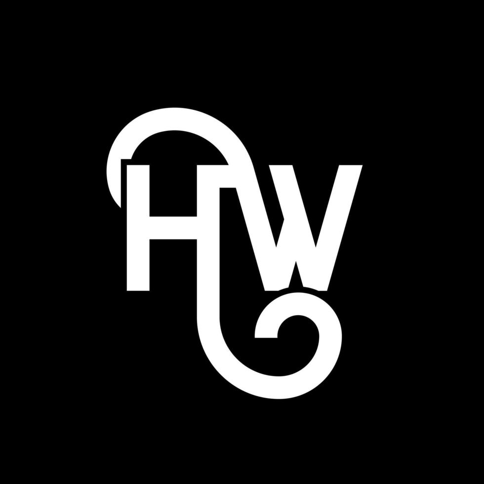 HW letter logo design on black background. HW creative initials letter logo concept. hw letter design. HW white letter design on black background. H W, h w logo vector