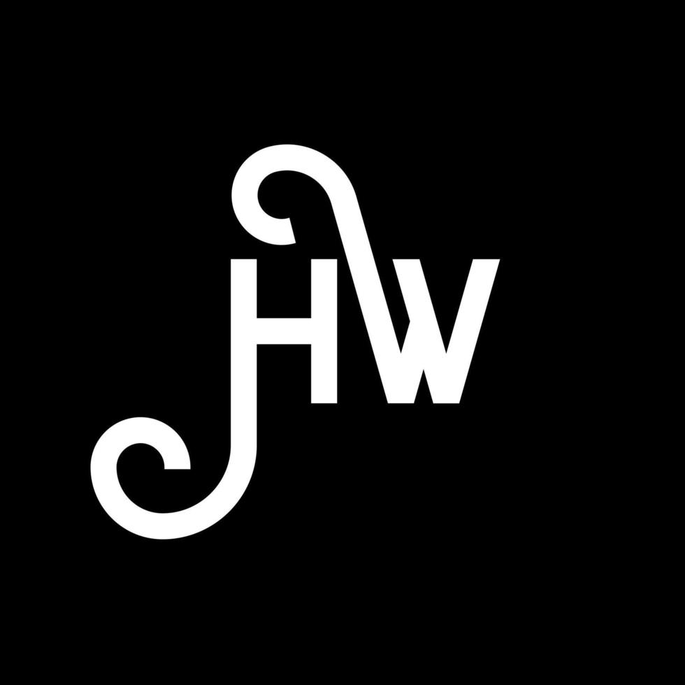 diseño de logotipo de letra hw sobre fondo negro. concepto de logotipo de letra de iniciales creativas hw. diseño de letra hw. hw diseño de letras blancas sobre fondo negro. logotipo de hw vector