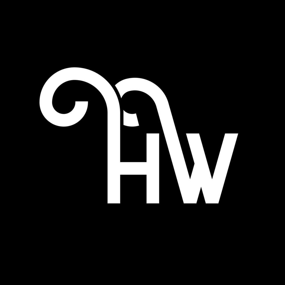 HW letter logo design on black background. HW creative initials letter logo concept. hw letter design. HW white letter design on black background. H W, h w logo vector