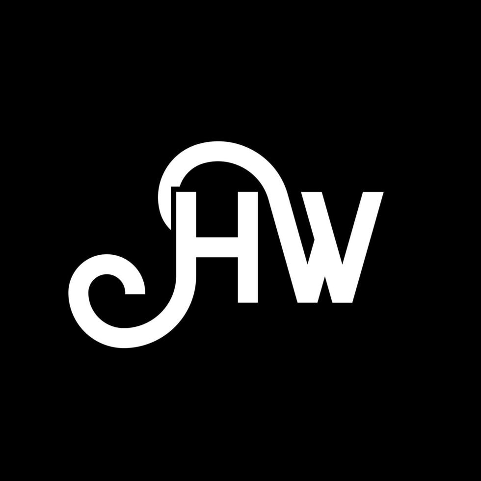 diseño de logotipo de letra hw sobre fondo negro. concepto de logotipo de letra de iniciales creativas hw. diseño de letra hw. hw diseño de letras blancas sobre fondo negro. logotipo de hw vector