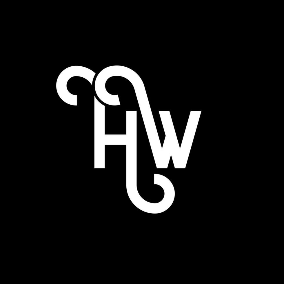 HW letter logo design on black background. HW creative initials letter logo concept. hw letter design. HW white letter design on black background. H W, h w logo vector